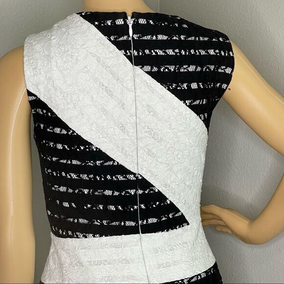 BCBG MAXAZRIA Dalia Black and White Sleeveless Dress with Asymmetrical Hem Sz 2 - Picture 6 of 14